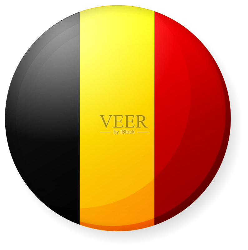 圆形国旗图标(按钮徽章)/比利时图标素材