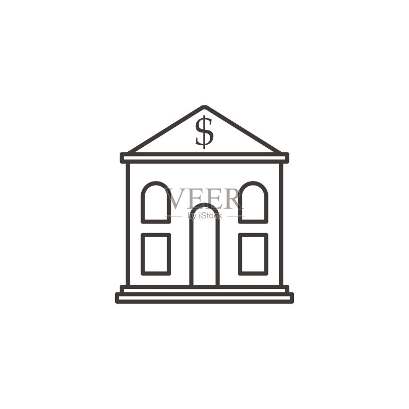 银行建筑轮廓矢量图标图标素材