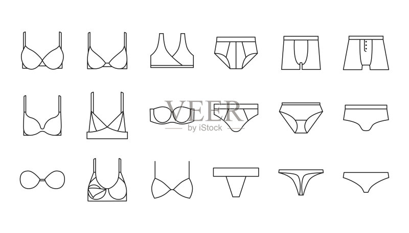 内衣矢量图标集图标素材