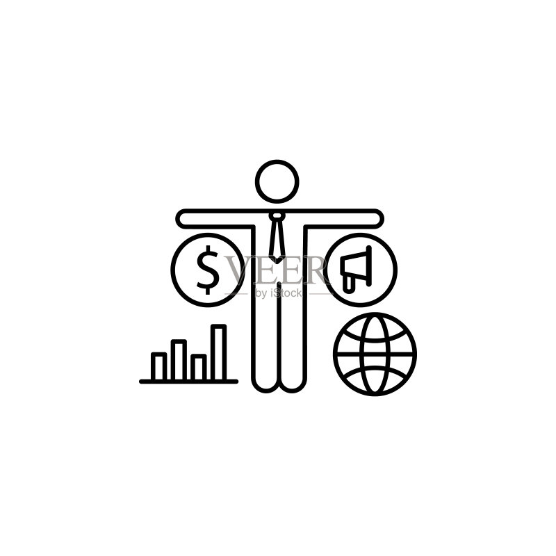 全球市场美元策略图标:消费者行为线性图标元素图标素材