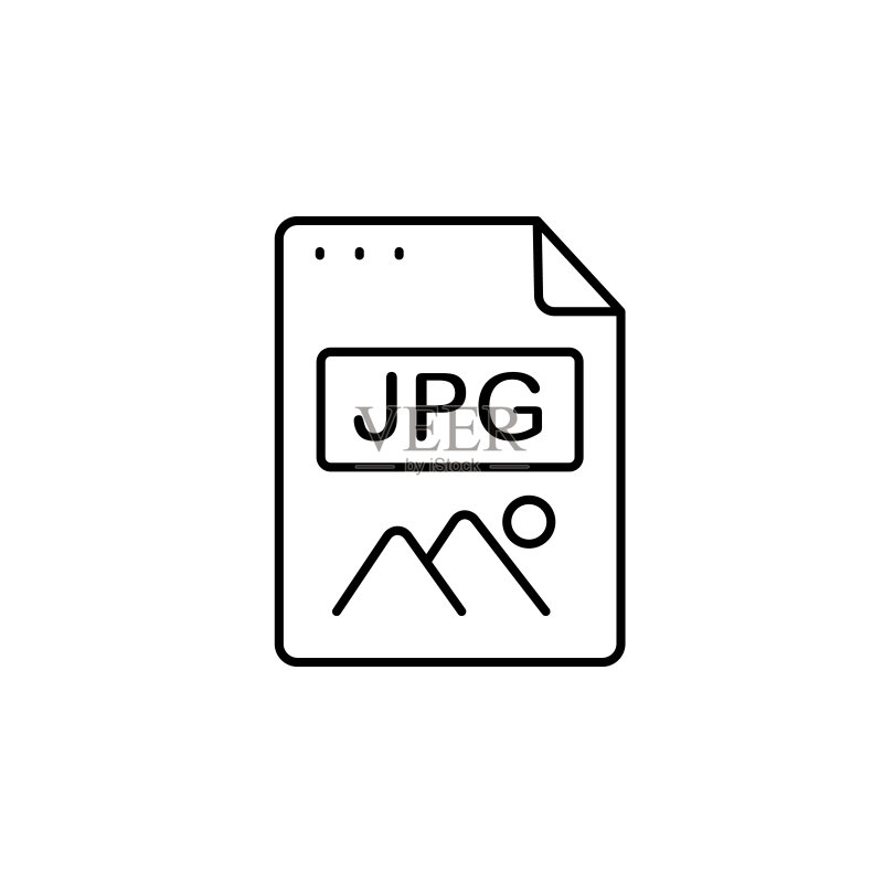 文件、文档、JPG图标。UI和UX、网站或移动应用程序的简单线条轮廓矢量图标图标素材