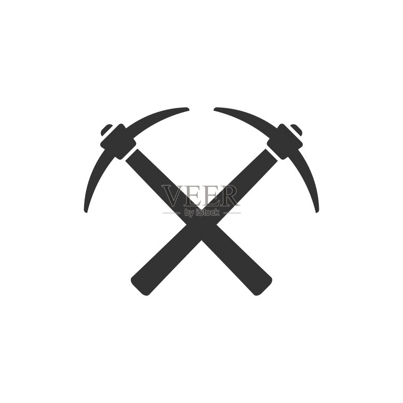 扁平风格的斧头图标。伐木工人矢量插画,白色背景。刀片商业概念。图标素材