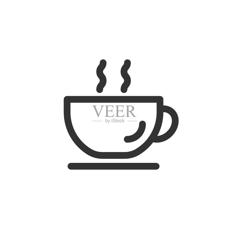 扁平风格咖啡杯图标,热茶矢量图,白色背景饮品杯子商务概念图标素材