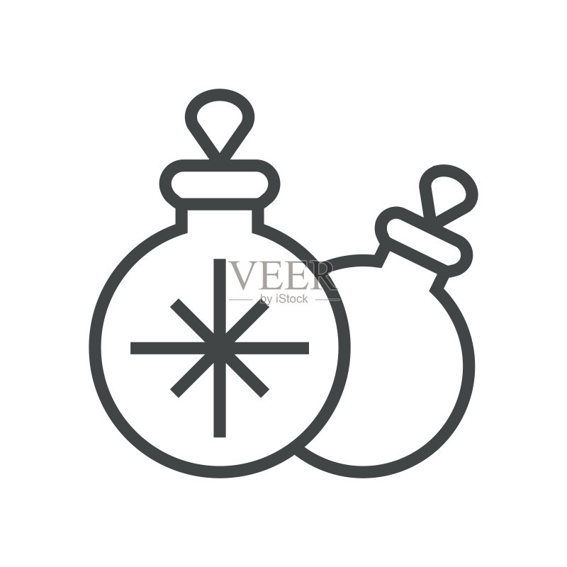 圣诞树上的玩具线性图标图标素材