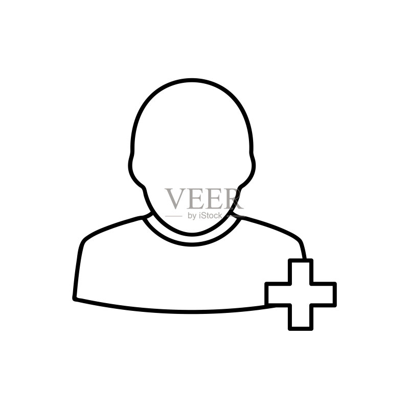 添加新用户帐户或添加新朋友线性矢量图标,适用于应用和网站图标素材