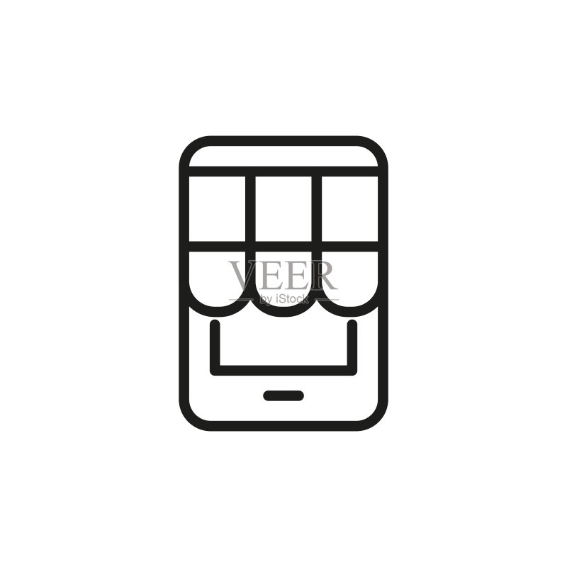 简易移动商店线条图标。图标素材