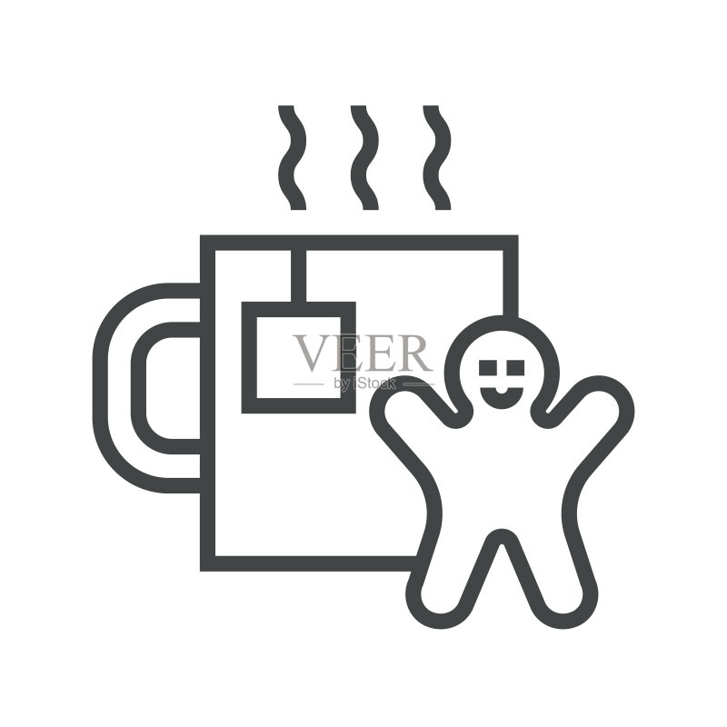 饼干热茶线性图标图标素材