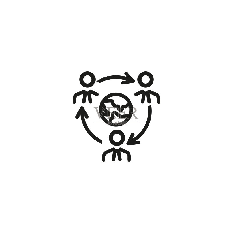 全球合作细线图标图标素材