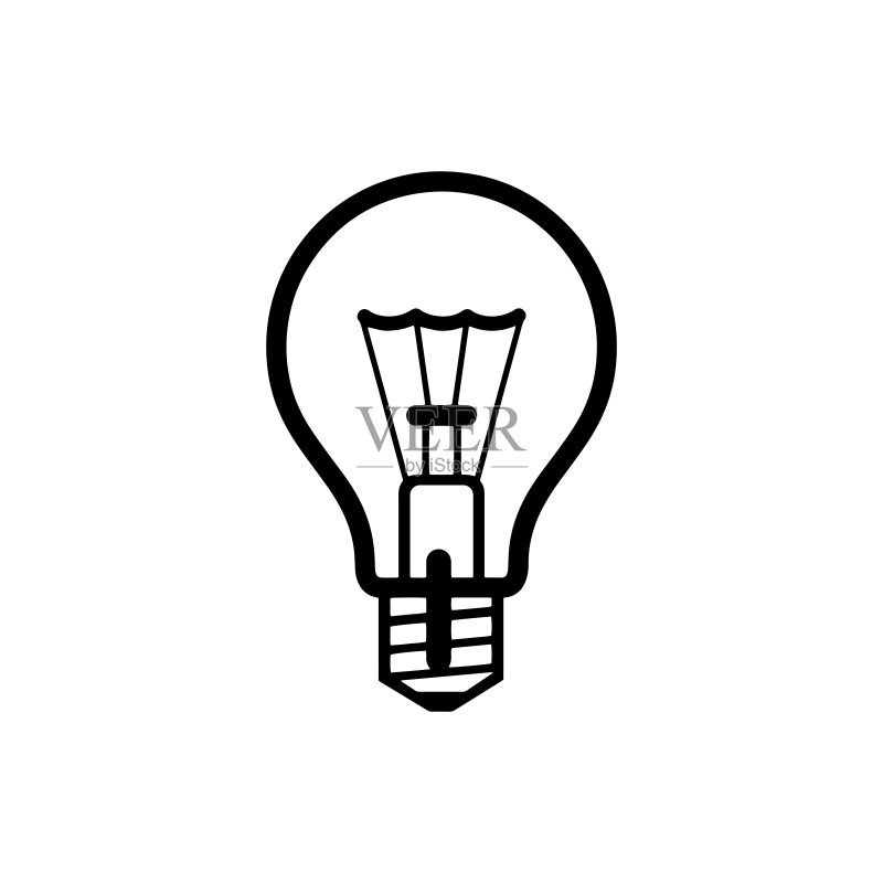 灯泡线条图标矢量图,隔离在白色背景上。创意标志,解决方案,思考概念图标素材