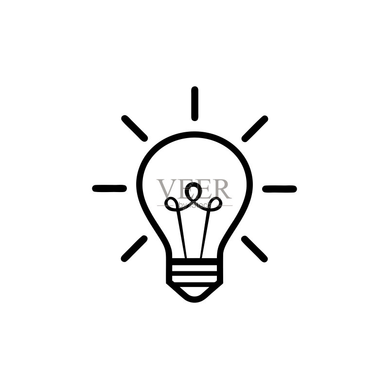 灯泡线条图标矢量图,隔离在白色背景上。创意标志,解决方案,思考概念图标素材