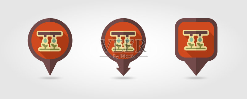 滴灌系统扁平矢量图钉地图图标图标素材