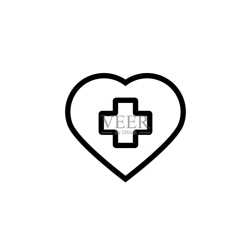 健康护理图标矢量,心形图标矢量。心形积极医疗医疗保险健康护理药房诊所图像矢量图标。图标素材