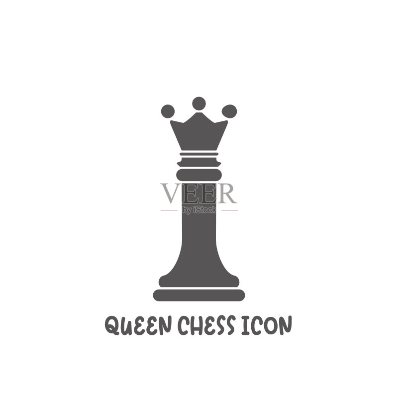 国际象棋皇后棋子图标扁平风格矢量图图标素材