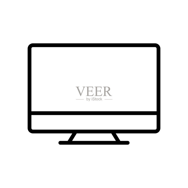 白色背景上的显示器图标矢量图图标素材