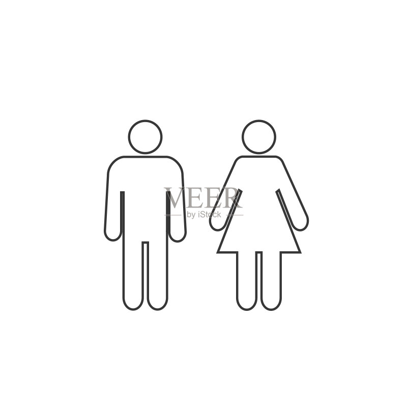 男人和女孩线条图标. 矢量图图标素材