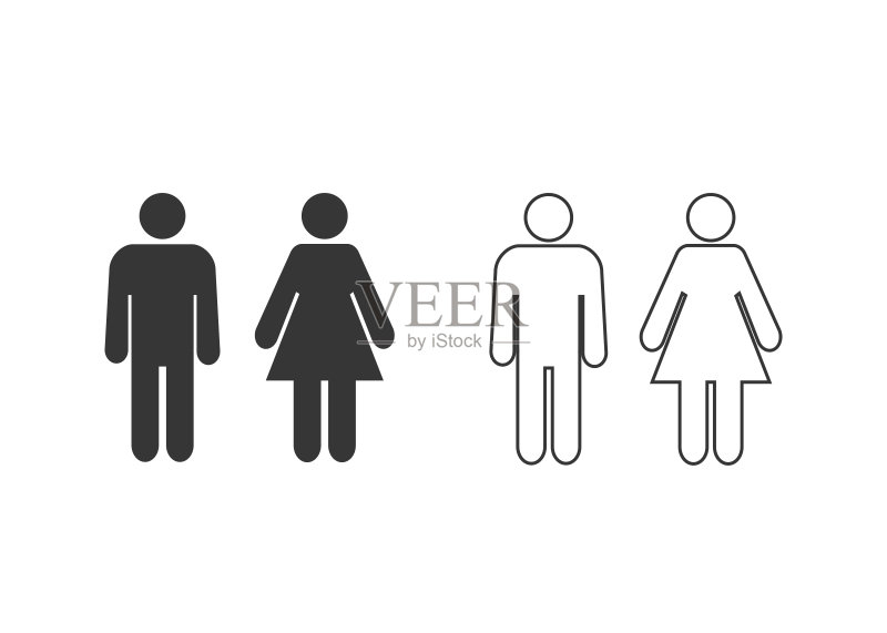 男人和女孩线条图标集,矢量图图标素材