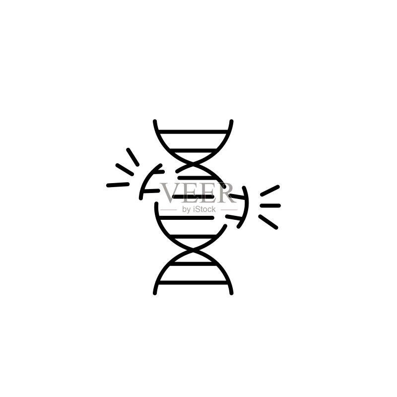 DNA、损伤图标,用于UI和UX、网站或移动应用程序的基因修饰图标的简单线条轮廓矢量图标素材