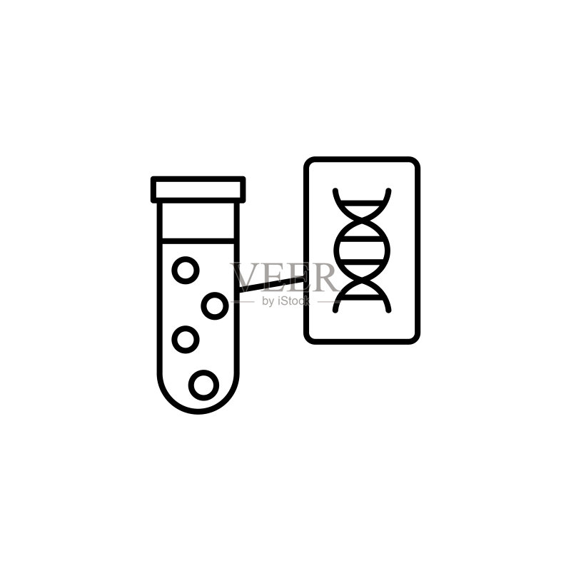DNA烧瓶图标,基因修改细线轮廓矢量图标,适用于UI和UX网站或移动应用图标素材