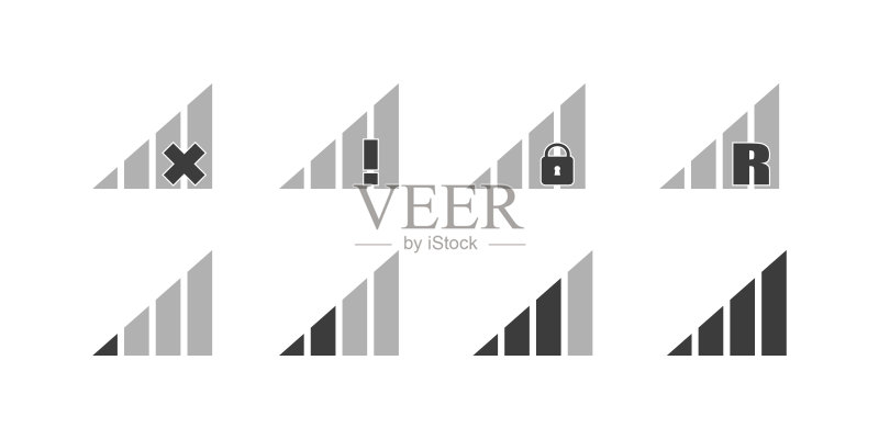 白色背景上的关卡移动通信图标集图标素材