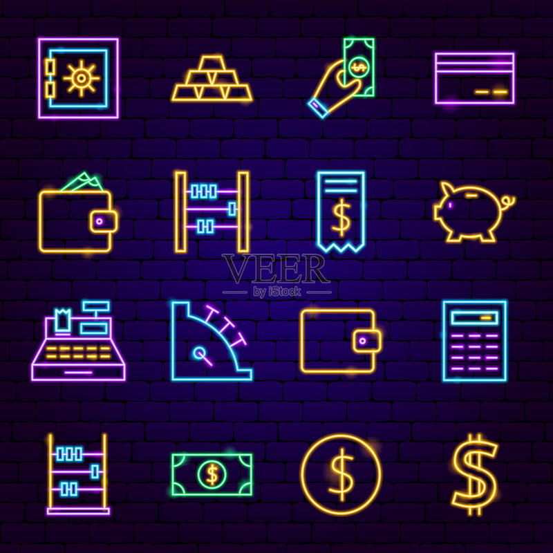 金钱霓虹图标图标素材