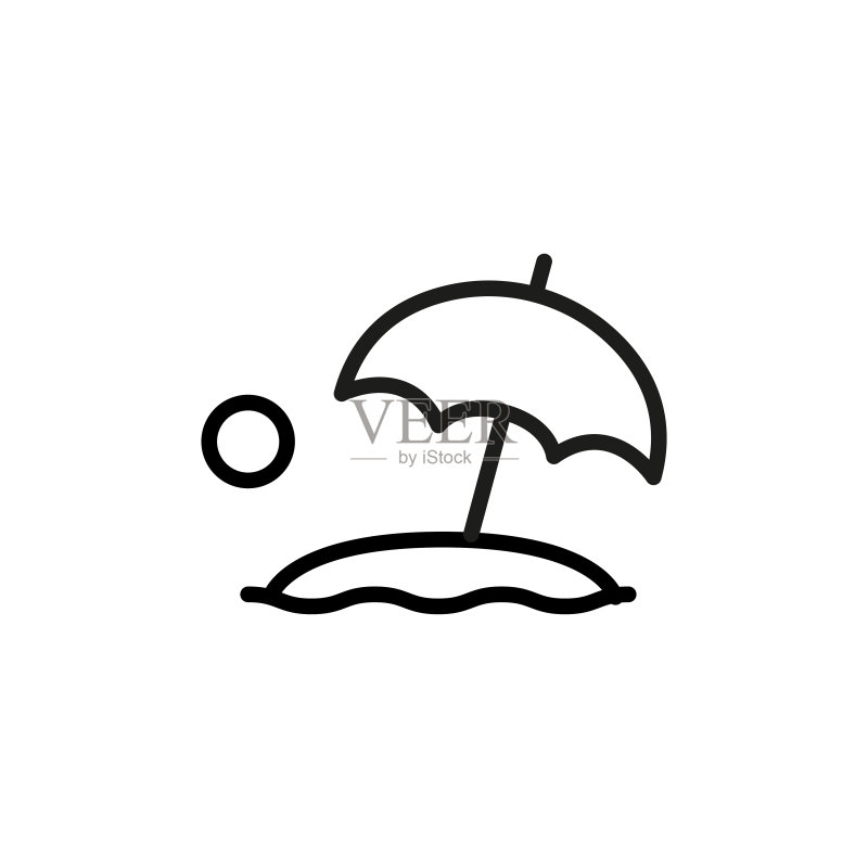 简约海滩线条图标图标素材