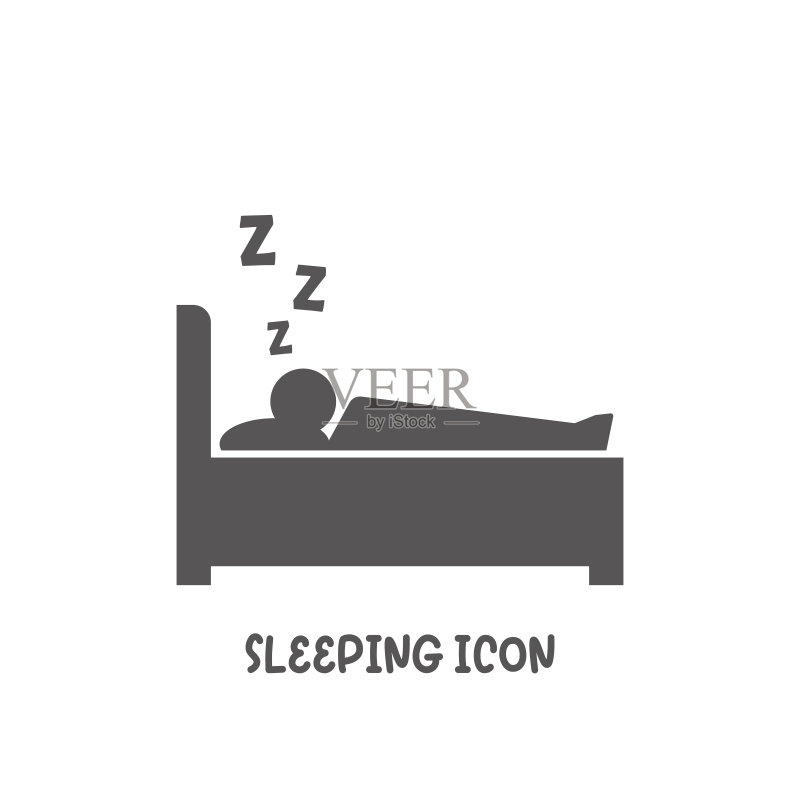 睡眠图标,简约扁平风格矢量图图标素材