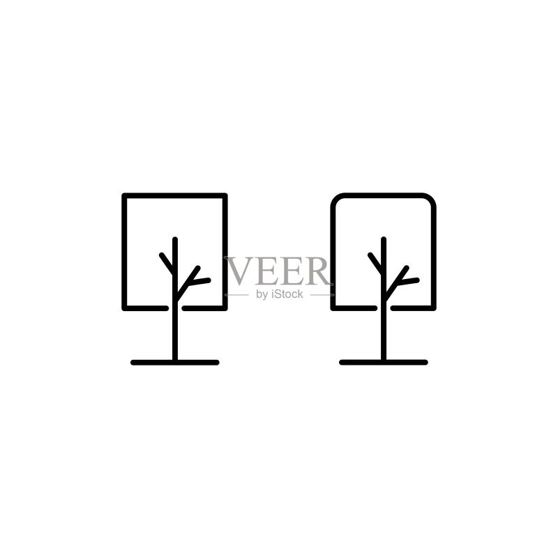 树木线条图标矢量图设计图标素材