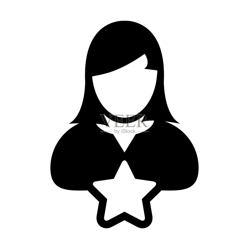 星星图标矢量女性用户头像符号图标素材