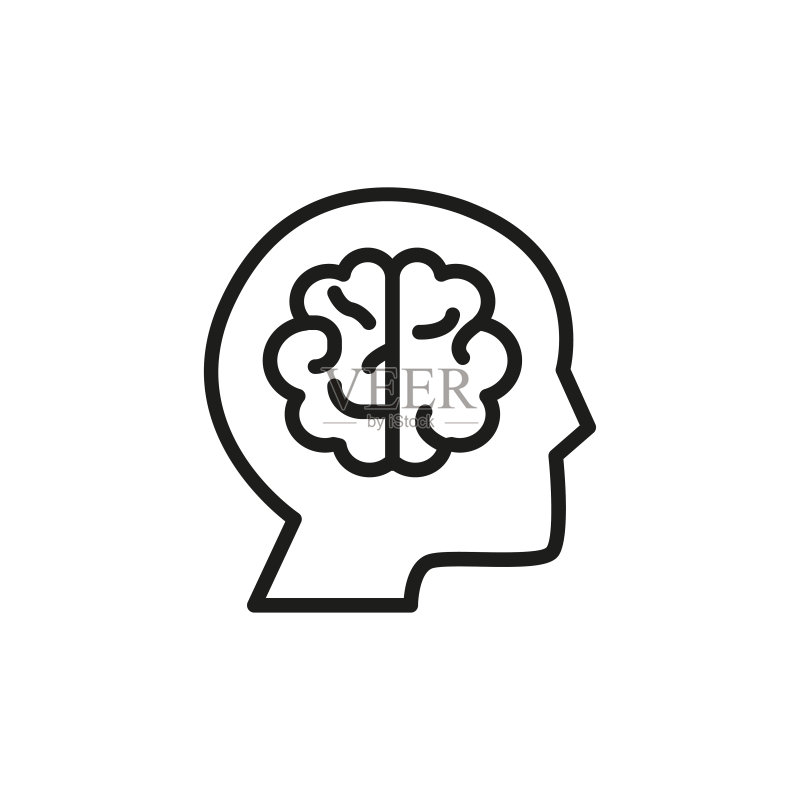 简约大脑线条图标图标素材