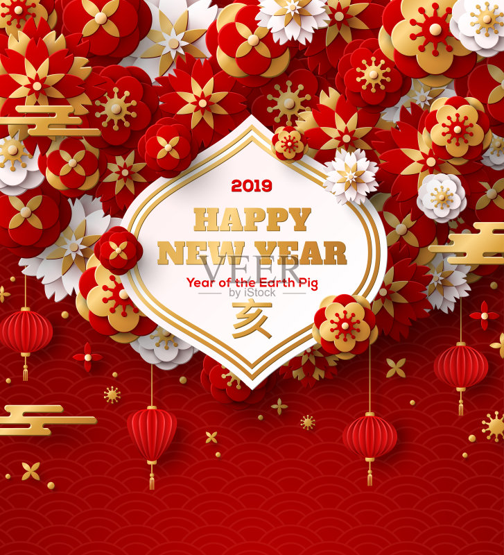 2019年新年贺卡正版模板素材