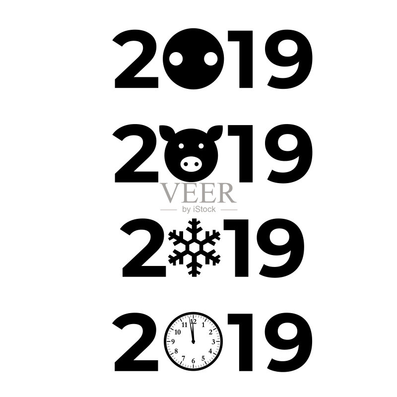 2019新年白色背景图标图标素材