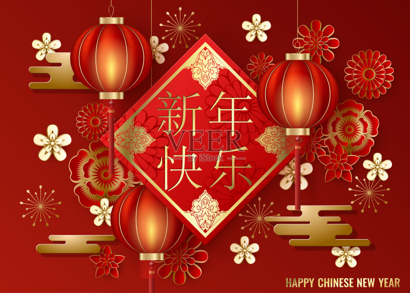 经典的中国新年背景正版模板素材