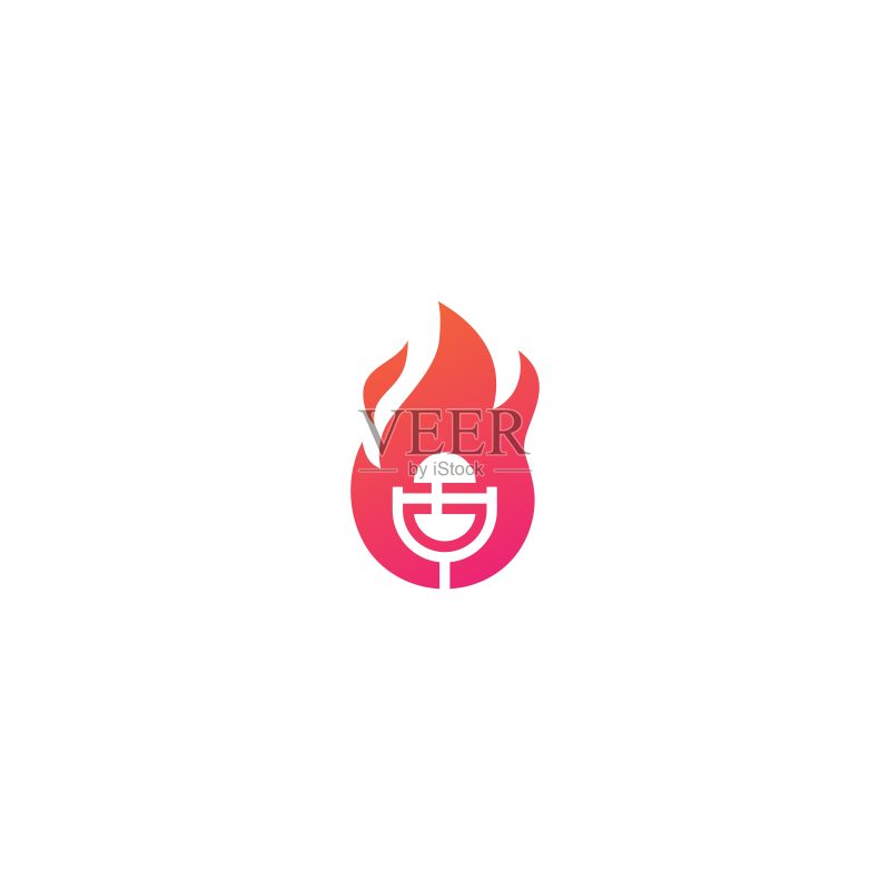 火焰播客麦克风矢量图标插图图标素材