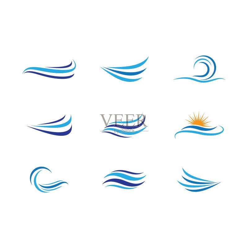 波浪符号矢量图标图标素材