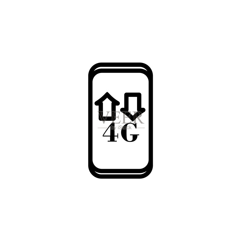 带有4G网络图标的手机。4G智能手机矢量图,与白色背景隔离。用于网页和应用程序的电话网络轮廓样式设计。EPS 10图标素材