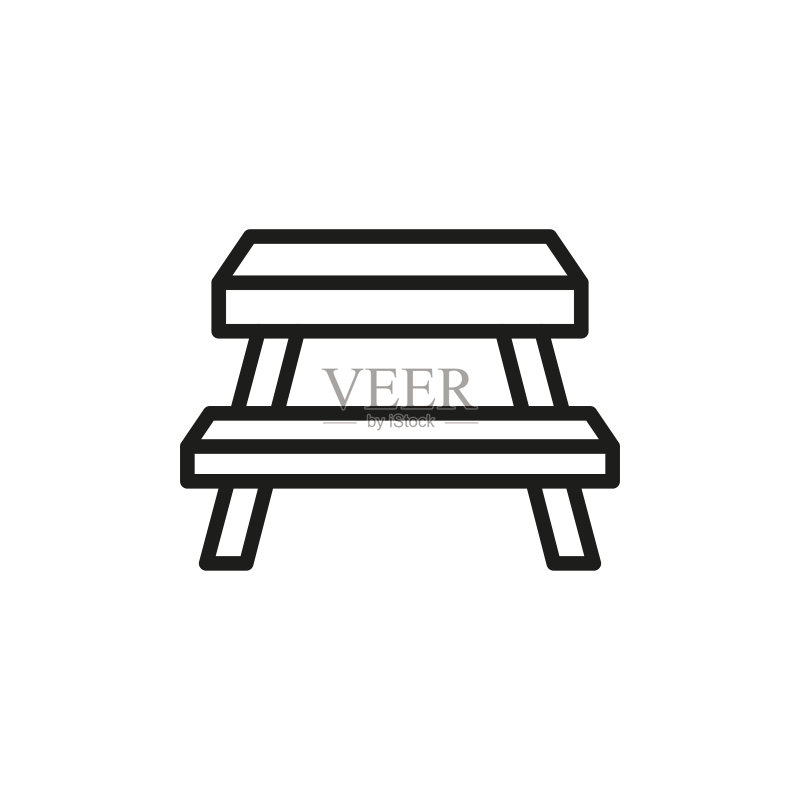简单的野餐桌线条图标图标素材