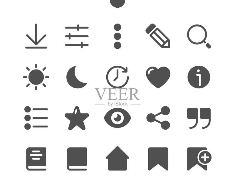 阅读V1 UI像素完美矢量图标(48x48,适用于24x24网格的Web图形和App,简约象形图)图标素材