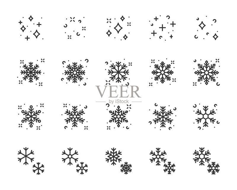 雪图标集,雪花,冬季图标素材