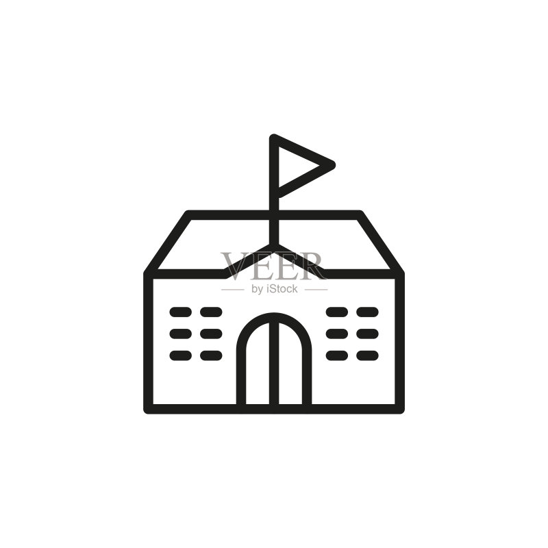简约学校建筑线条图标图标素材