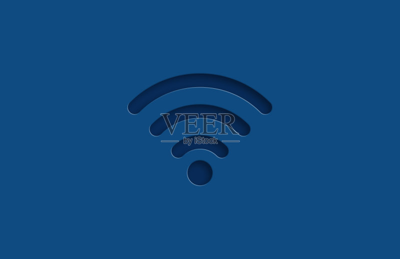 蓝色背景上的压花Wifi图标图标素材