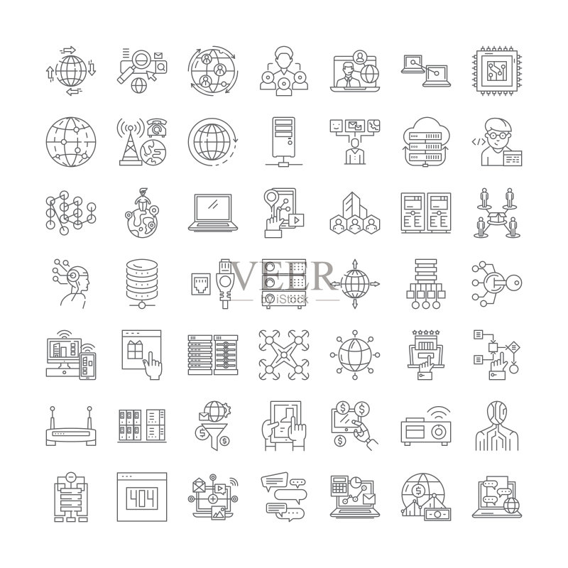 网络线性图标、符号、矢量线稿插图集图标素材