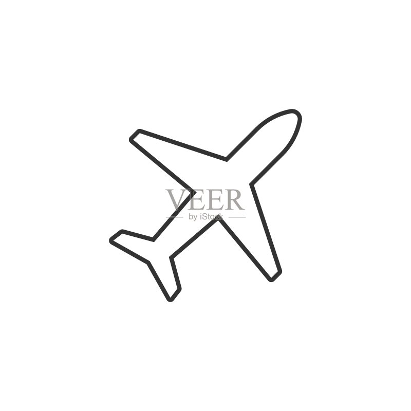 扁平风格飞机图标。白色背景上的飞机矢量图,航班业务概念图标素材