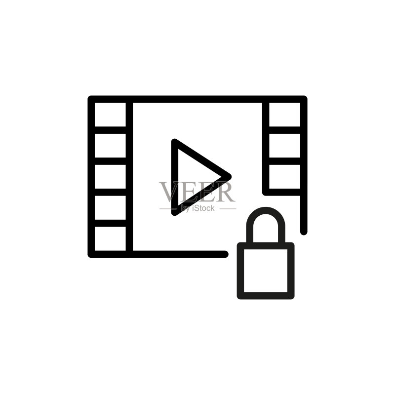 简约视频播放器线性图标图标素材
