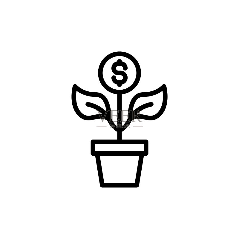 简约的资金增长线条图标图标素材