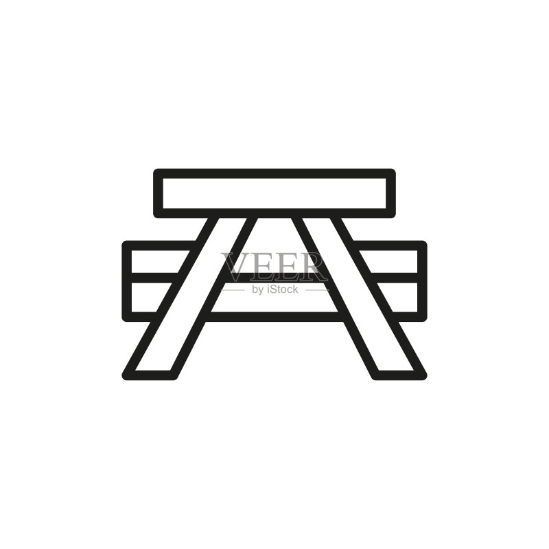简单的野餐桌线条图标图标素材