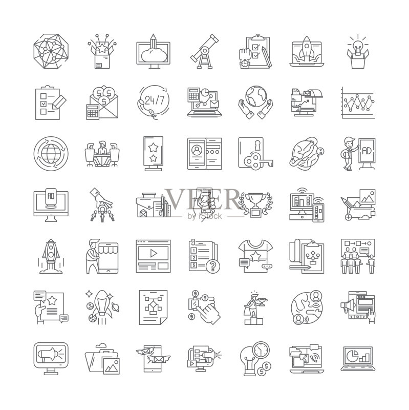 线性图标、标志、符号矢量线稿插画合集图标素材