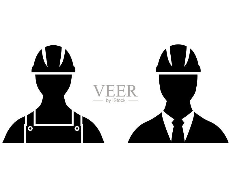 建筑工人图标,logo,白色背景上隔离图标素材