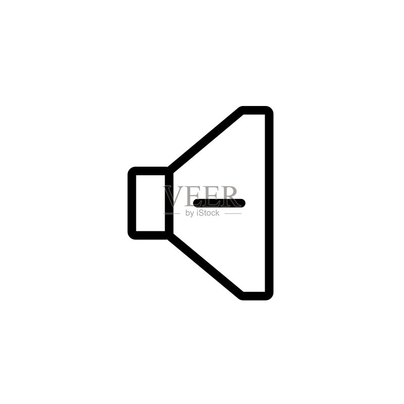 音量减小图标,带有减号的矢量细线扬声器,用于降低音量控制图标素材