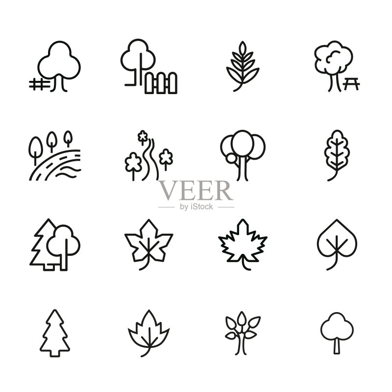 植物线条图标集图标素材