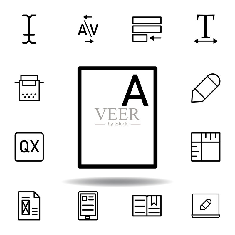 文件,Word A图标,可用于网页、Logo、移动应用、UI、UX图标素材